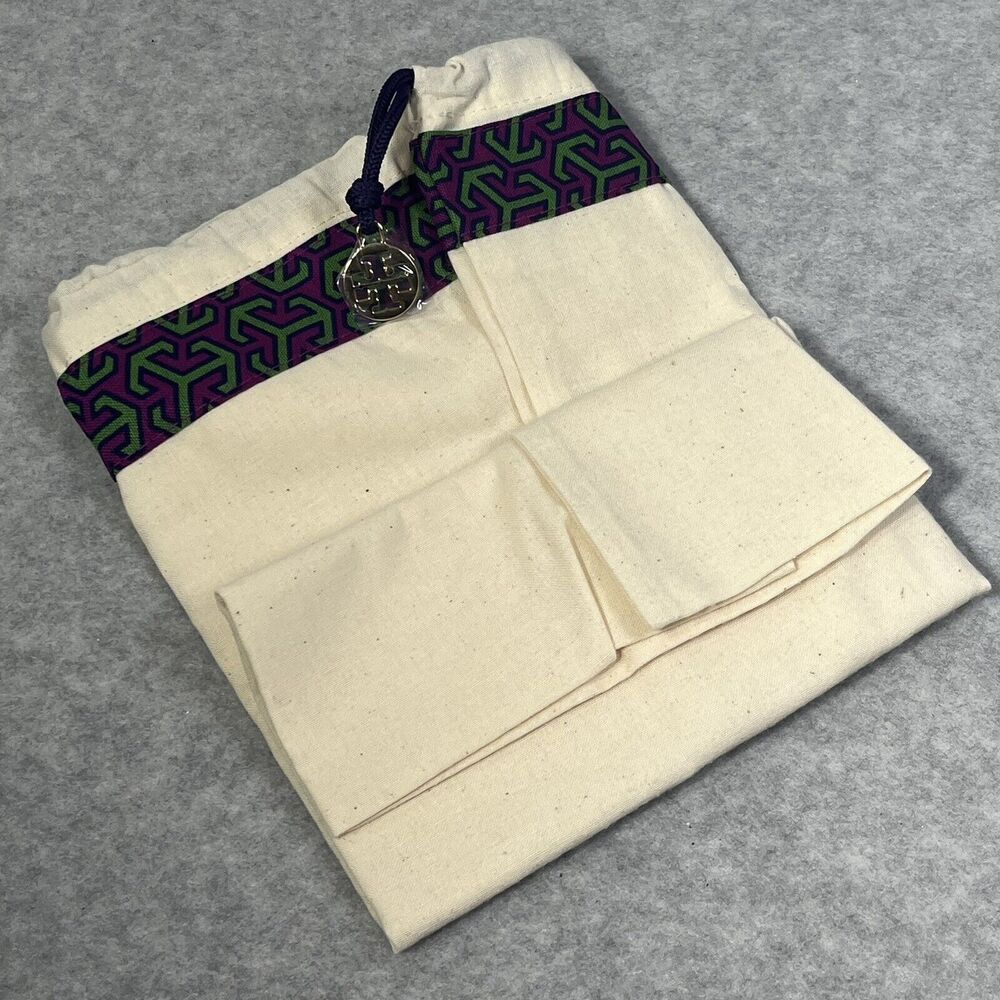 Tory Burch Dust Bag Cover Cotton Canvas with Gold Plated Metal Charm 14"‎ x 14"